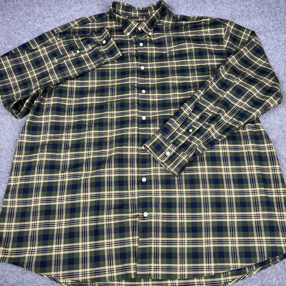 The Foundry Supply Co Easy Care Shirt Mens 3XLT Green Long Sleeve Button Down